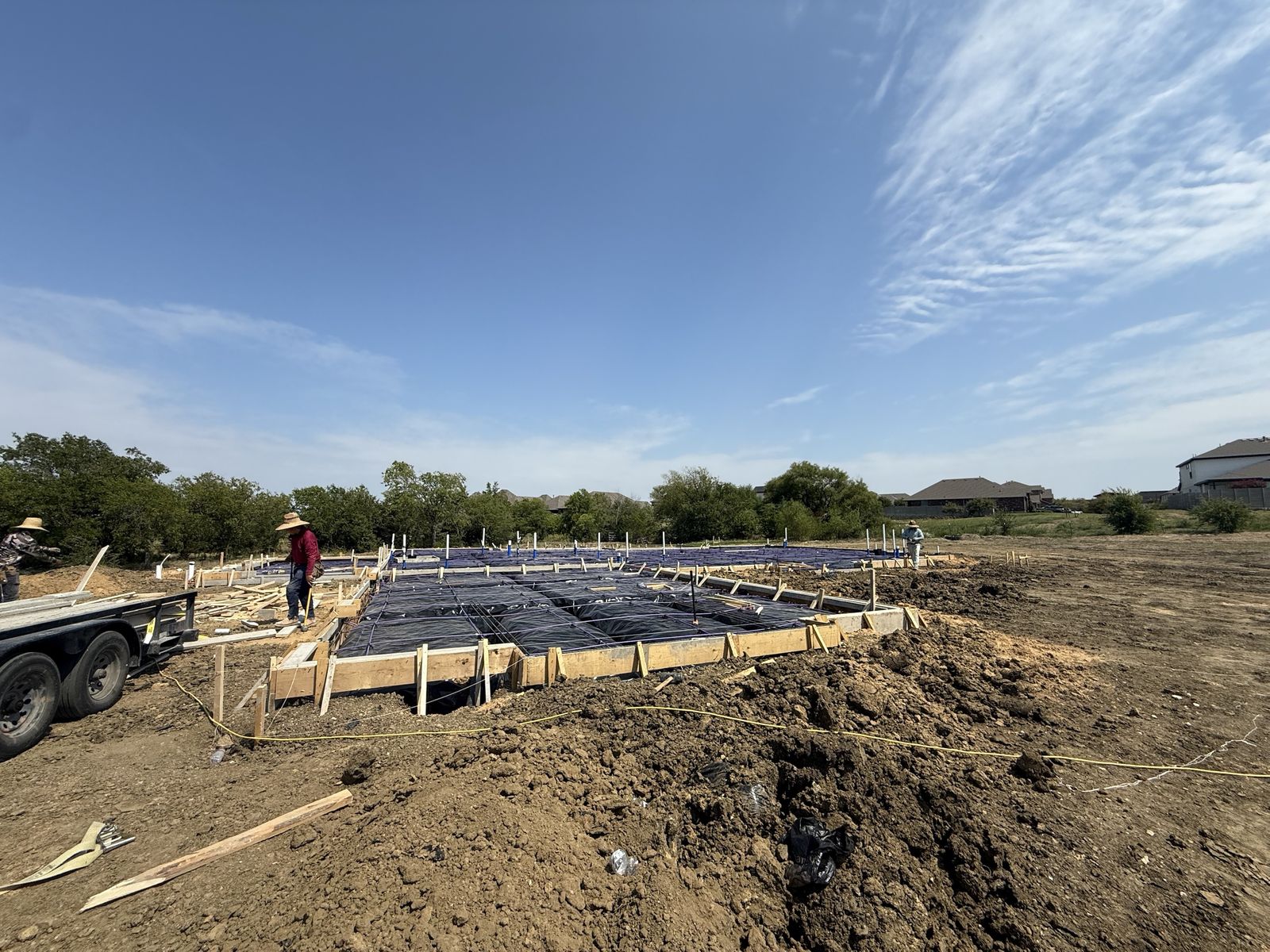 Foundation forms on a wooded homesite in the Northlake corridor